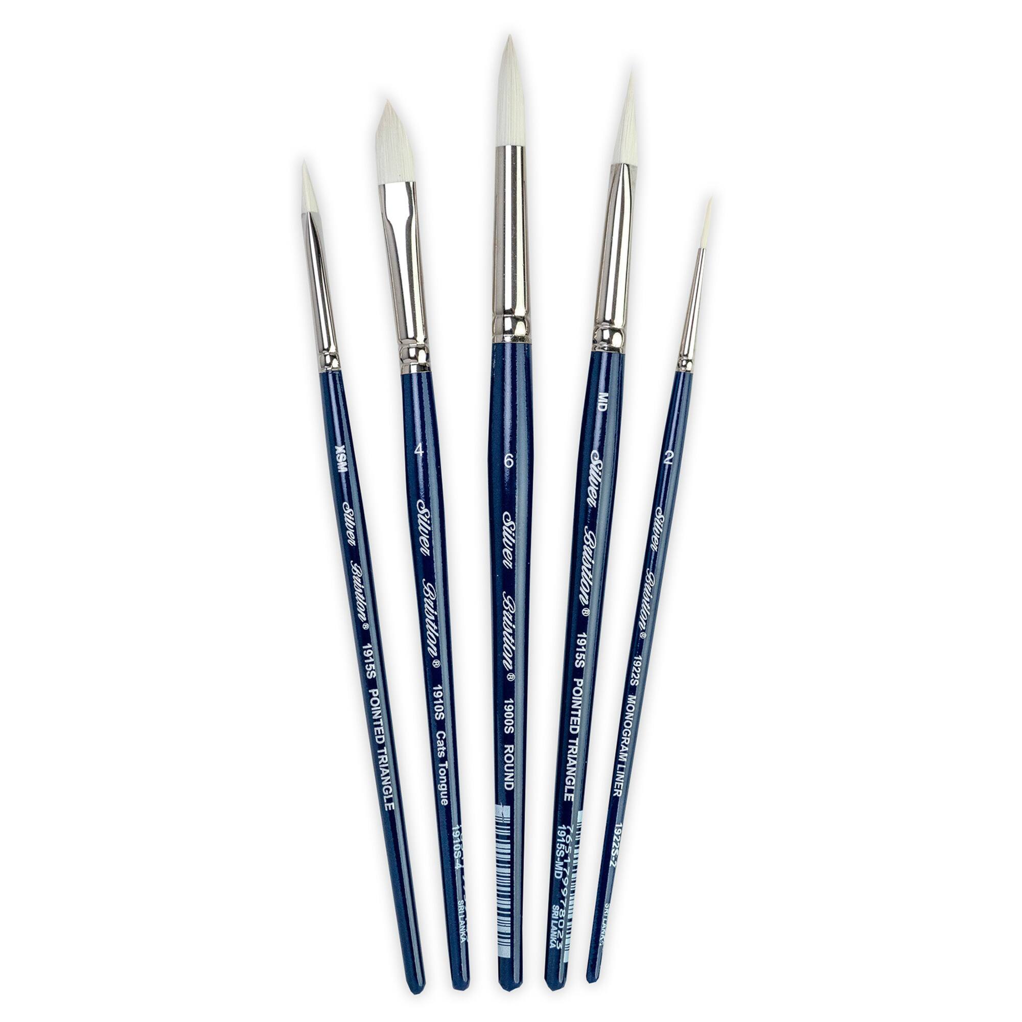 Silver Brush Limited Bristlon® Triangle Cats Tongue Brushes, Pack of 5